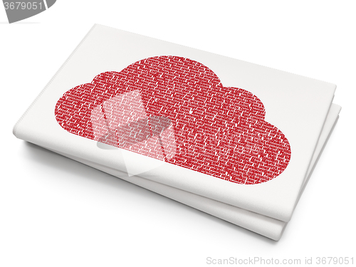 Image of Cloud networking concept: Cloud on Blank Newspaper background