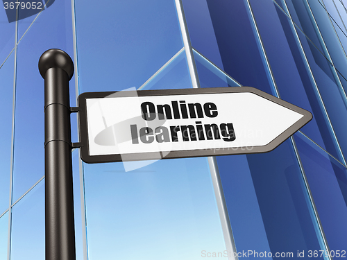 Image of Learning concept: sign Online Learning on Building background