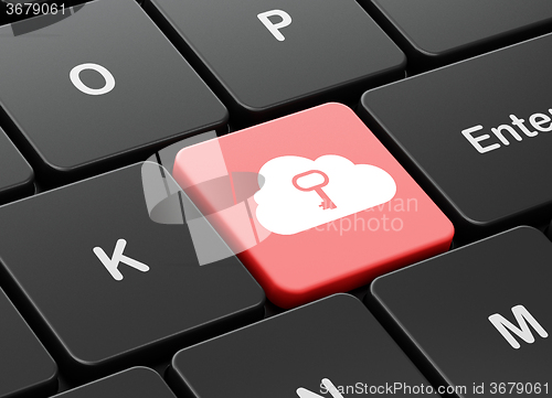 Image of Cloud networking concept: Cloud With Key on computer keyboard background