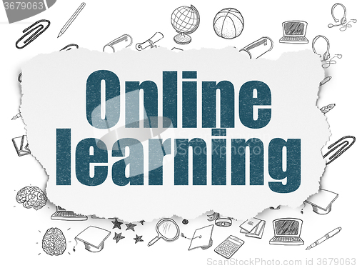 Image of Education concept: Online Learning on Torn Paper background