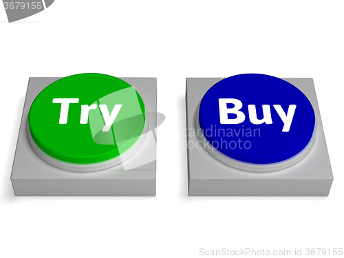 Image of Try Buy Buttons Shows Trying Or Buying