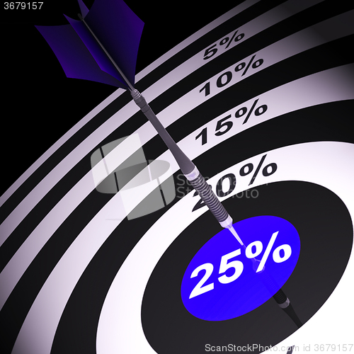 Image of 25 Percent On Dartboard Shows Bonus
