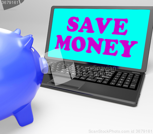 Image of Save Money Laptop Shows Spare Cash And Savings