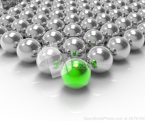 Image of Leading Metallic Ball Showing Leadership Or Winning