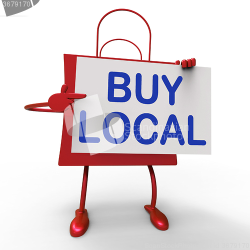Image of Buy Local Bag Shows Buying Products Locally