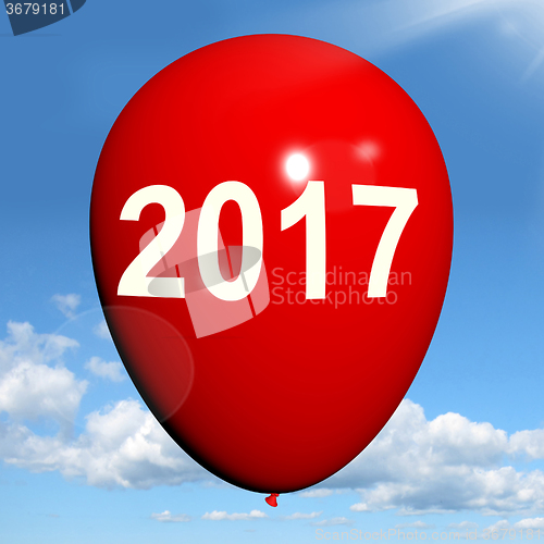 Image of Two Thousand Seventeen on Balloon Shows Year 2017