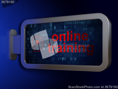 Image of Learning concept: Online Training and Head With Lightbulb on billboard background