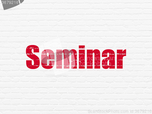 Image of Learning concept: Seminar on wall background
