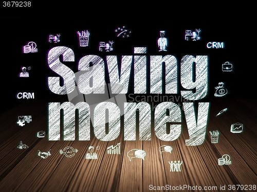 Image of Business concept: Saving Money in grunge dark room