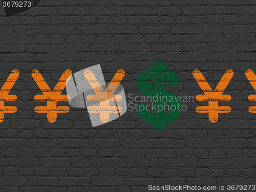 Image of Money concept: dollar icon on wall background