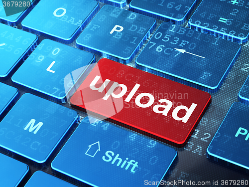 Image of Web design concept: Upload on computer keyboard background