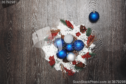 Image of Christmas wreath and toys