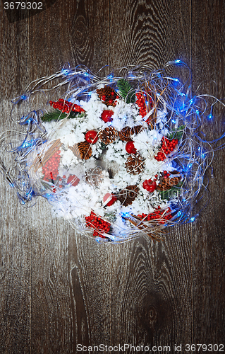 Image of Christmas wreath and light