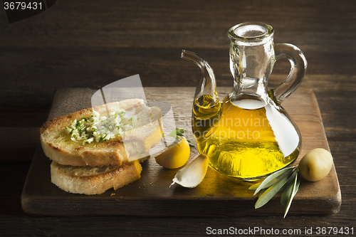 Image of Appetizer of olive oil and bread