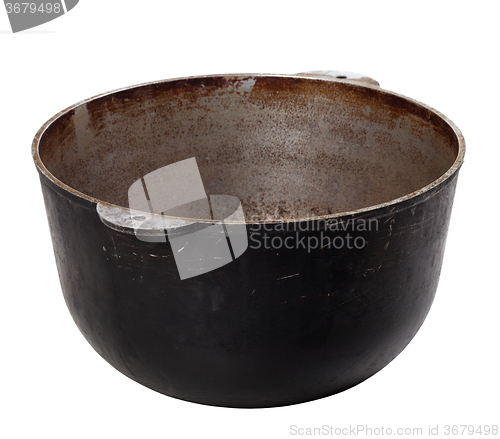 Image of Black old dirty pot isolated on white