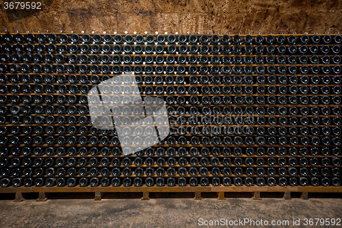 Image of Long underground brick tunnel in the wine cellar