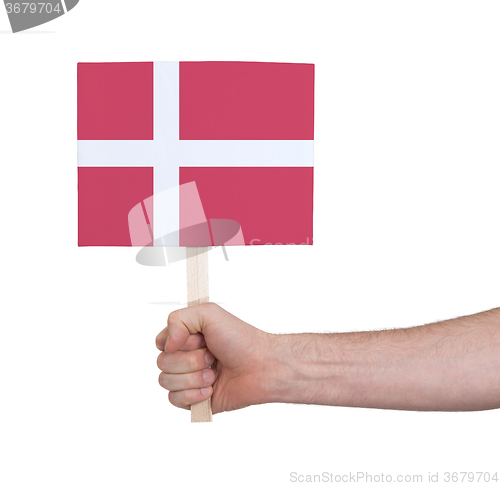 Image of Hand holding small card - Flag of Denmark