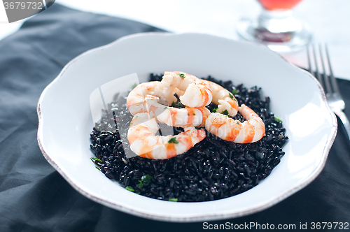 Image of Black rice with prawns fresh