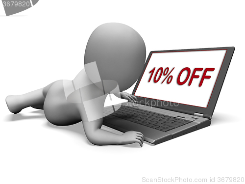 Image of Ten Percent Off Monitor Means 10% Deduction Or Sale Online\r