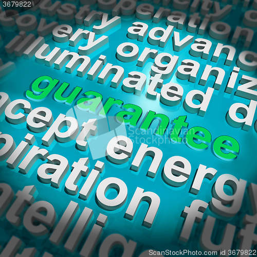 Image of Guarantee Word Cloud Means Secure Guaranteed Or Assured