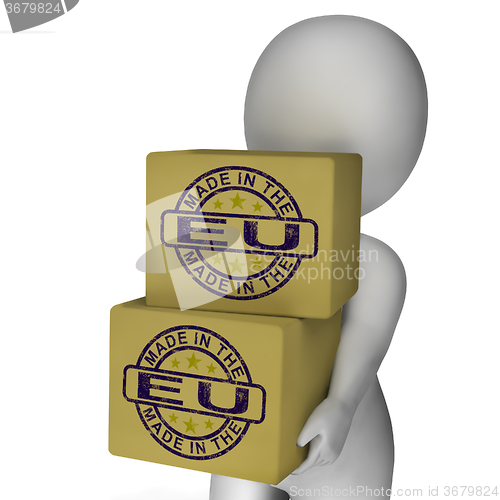 Image of Made In EU Stamp On Boxes Shows European Products