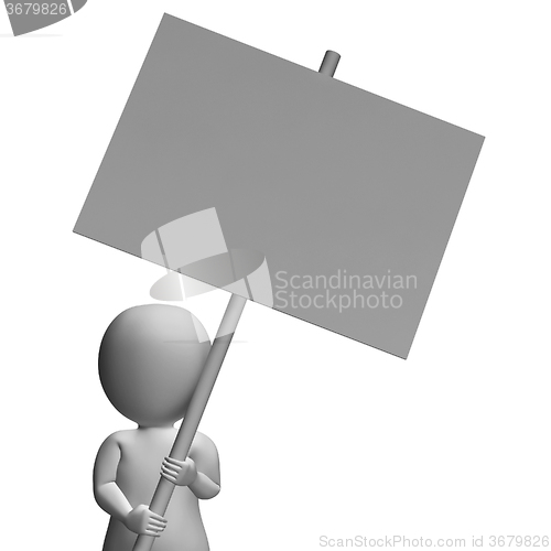 Image of Character With Placard Allows Message Or Presentation