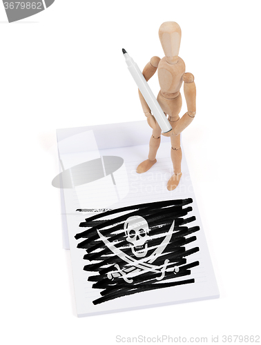 Image of Wooden mannequin made a drawing - Pirate