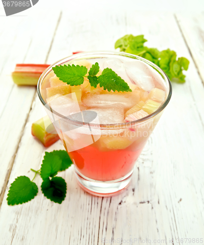 Image of Lemonade with rhubarb and mint on board