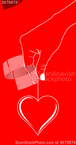 Image of Heart in hand on red