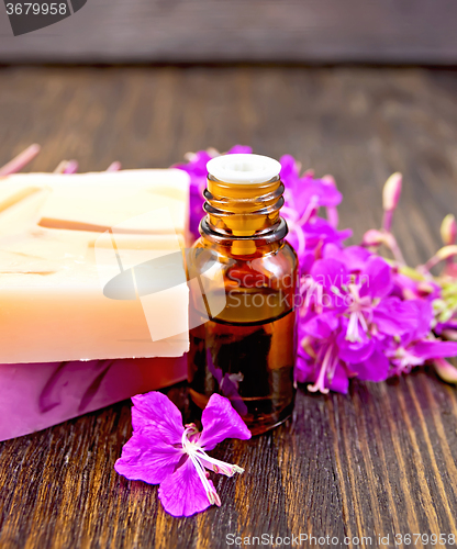 Image of Oil and soap with fireweed on board