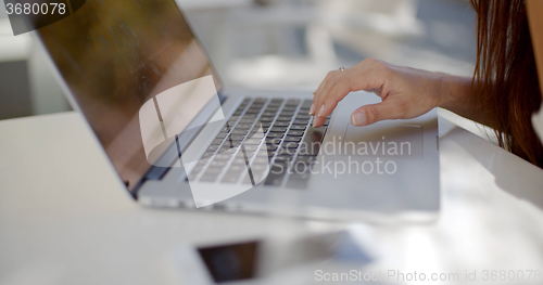 Image of Close Up on Business Woman Computer