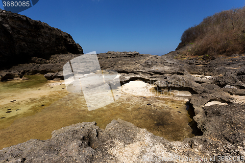 Image of rock formation coastline at Nusa Penida island