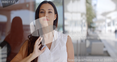 Image of Beautiful Business Woman in White Shirt