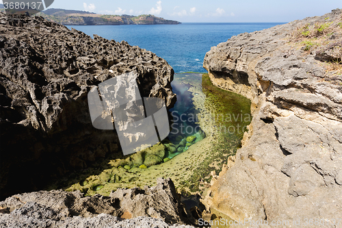 Image of rock formation coastline at Nusa Penida island