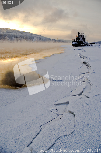 Image of Northern, Siberian river in the winter.