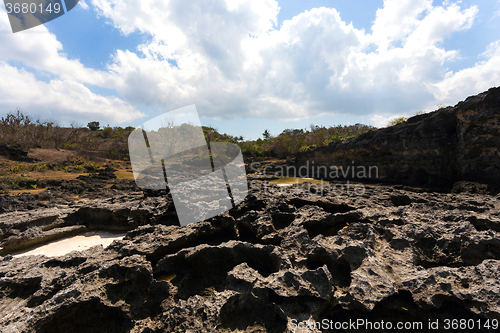 Image of rock formation coastline at Nusa Penida island