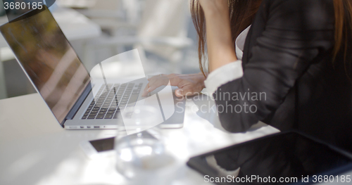 Image of Close Up on Business Woman Computer