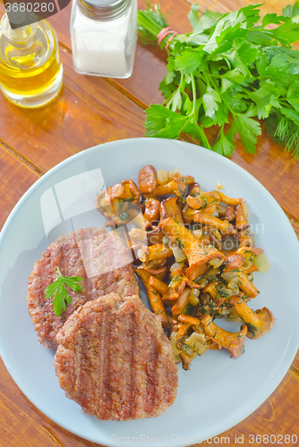 Image of burgers with fried mushrooms