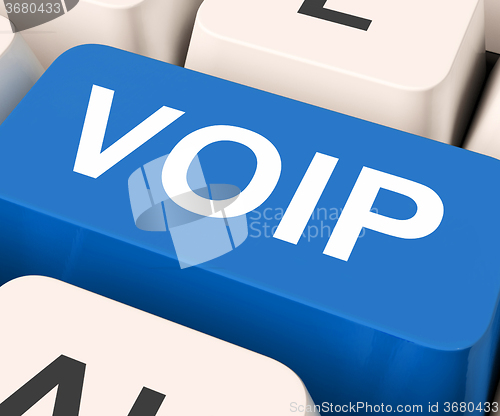 Image of Voip Key Means Voice Over Internet Protocol\r