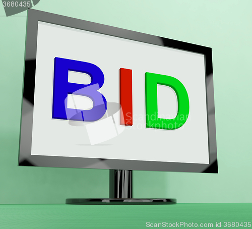 Image of Bid On Monitor Shows Bidding Or Auction 