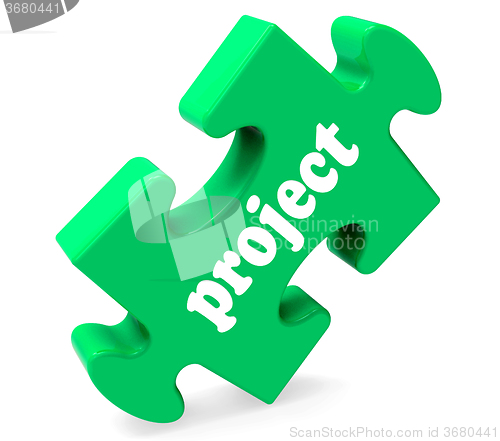 Image of Project Puzzle Shows Planning Plan Or Task