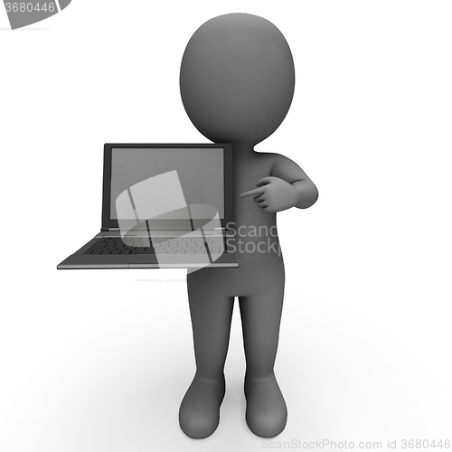 Image of PC And Character Shows Browsing Web Online