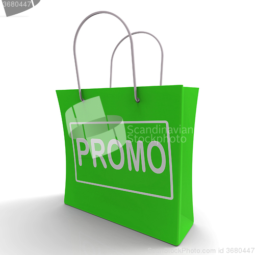 Image of Promo Shopping Bag Shows Discount Reduction Or Save
