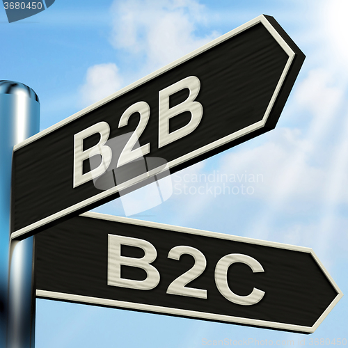 Image of B2B B2C Signpost Means Business Partnership And Relationship Wit