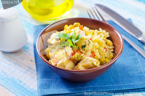 Image of rice with meat and vegetables