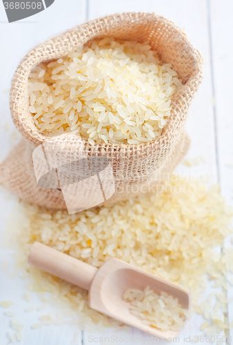 Image of Raw rice on the table, portion of the raw rice