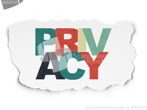 Image of Safety concept: Privacy on Torn Paper background