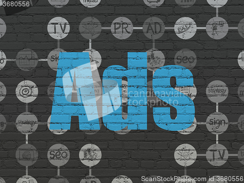 Image of Advertising concept: Ads on wall background