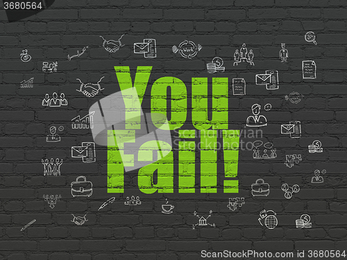 Image of Finance concept: You Fail! on wall background