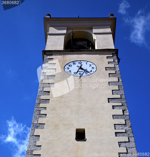 Image of sumirago   in  italy   the   wall  and church tower bell sunny d